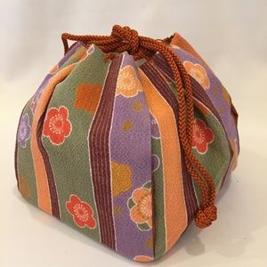 Japanese Kimono fabric kinchaku handbag/purse